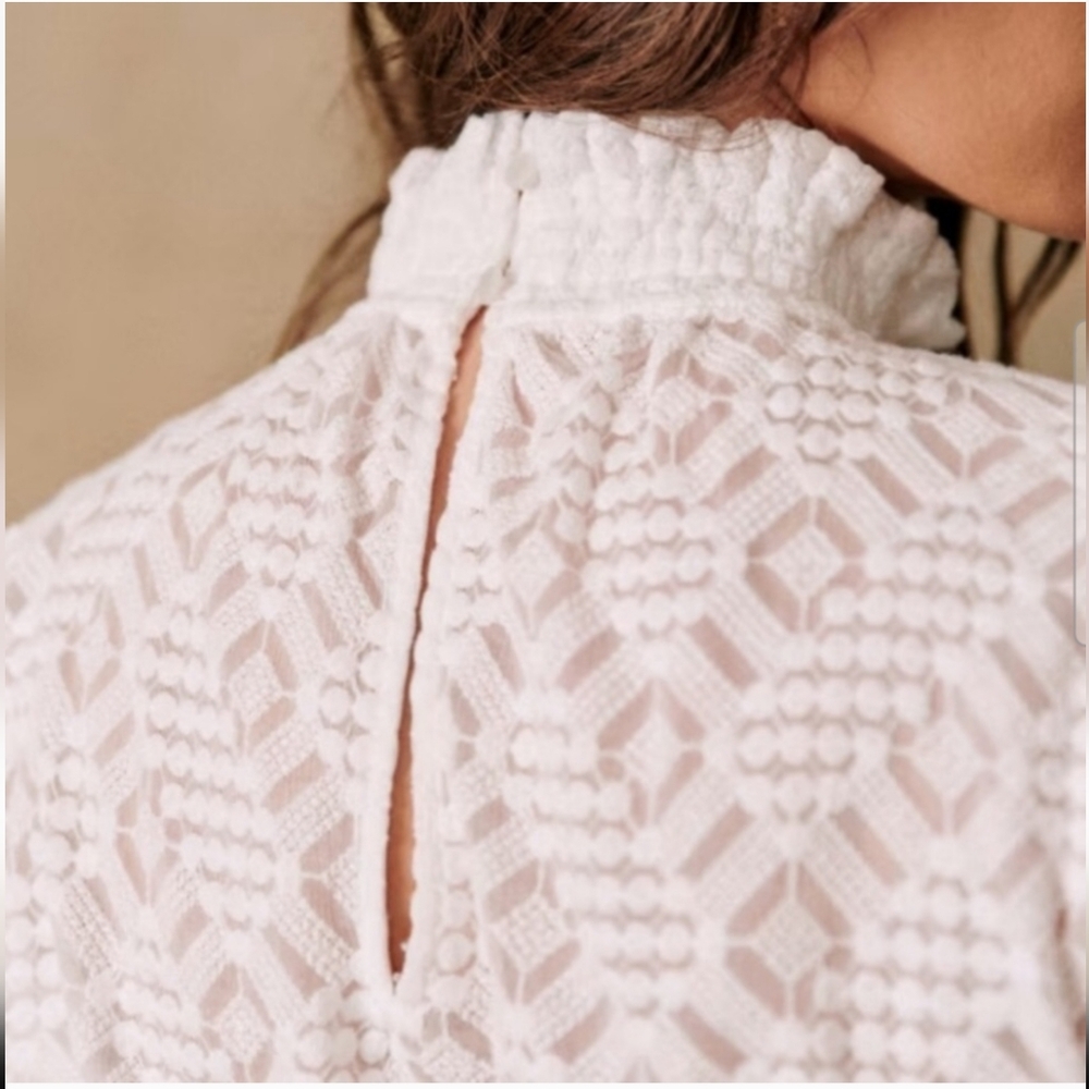 Sezane Shona White Lace Long Sleeve Blouse - Picture 3 of 15